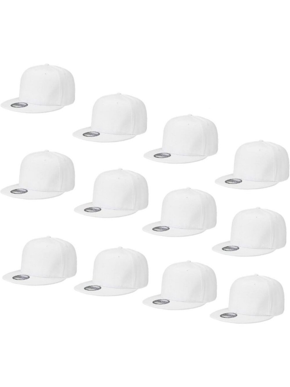 12 Pack Adjustable Snapback Hats - Hip Hop Flat Bill Caps in Solid Colors